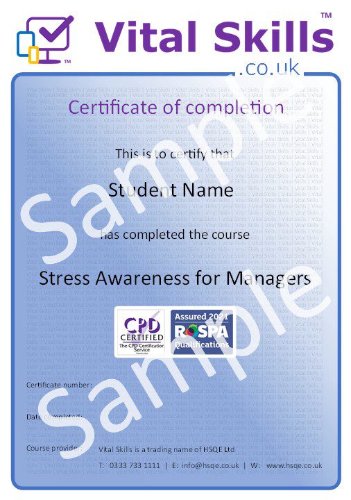 Stress Awareness for Managers Online Training Course HSQE Vital Skills