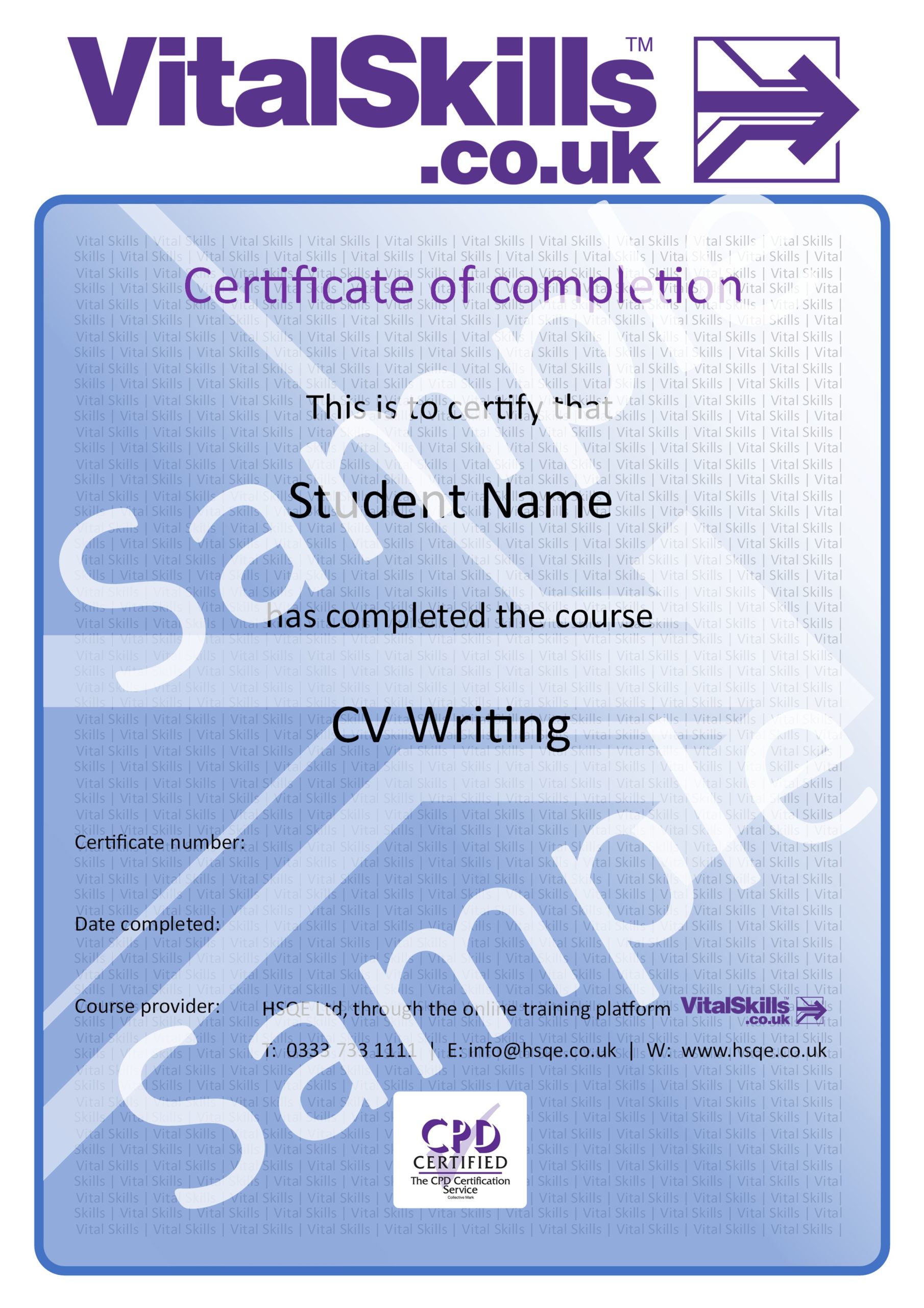 CV Writing Course HSQE Vital Skills